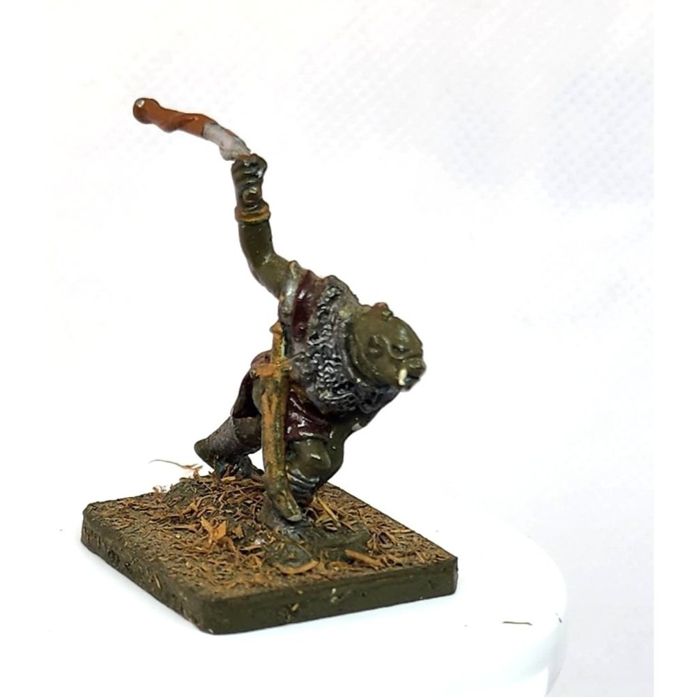 Vintage Ogre Stone Figurine Warrior Statue: Exquisite Collectible with Sword